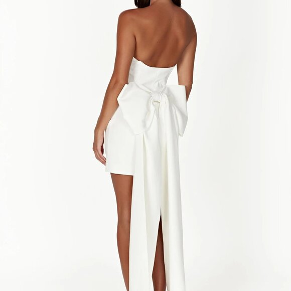 Meshki White Strapless Bow Mini Dress - Picture 3 of 5